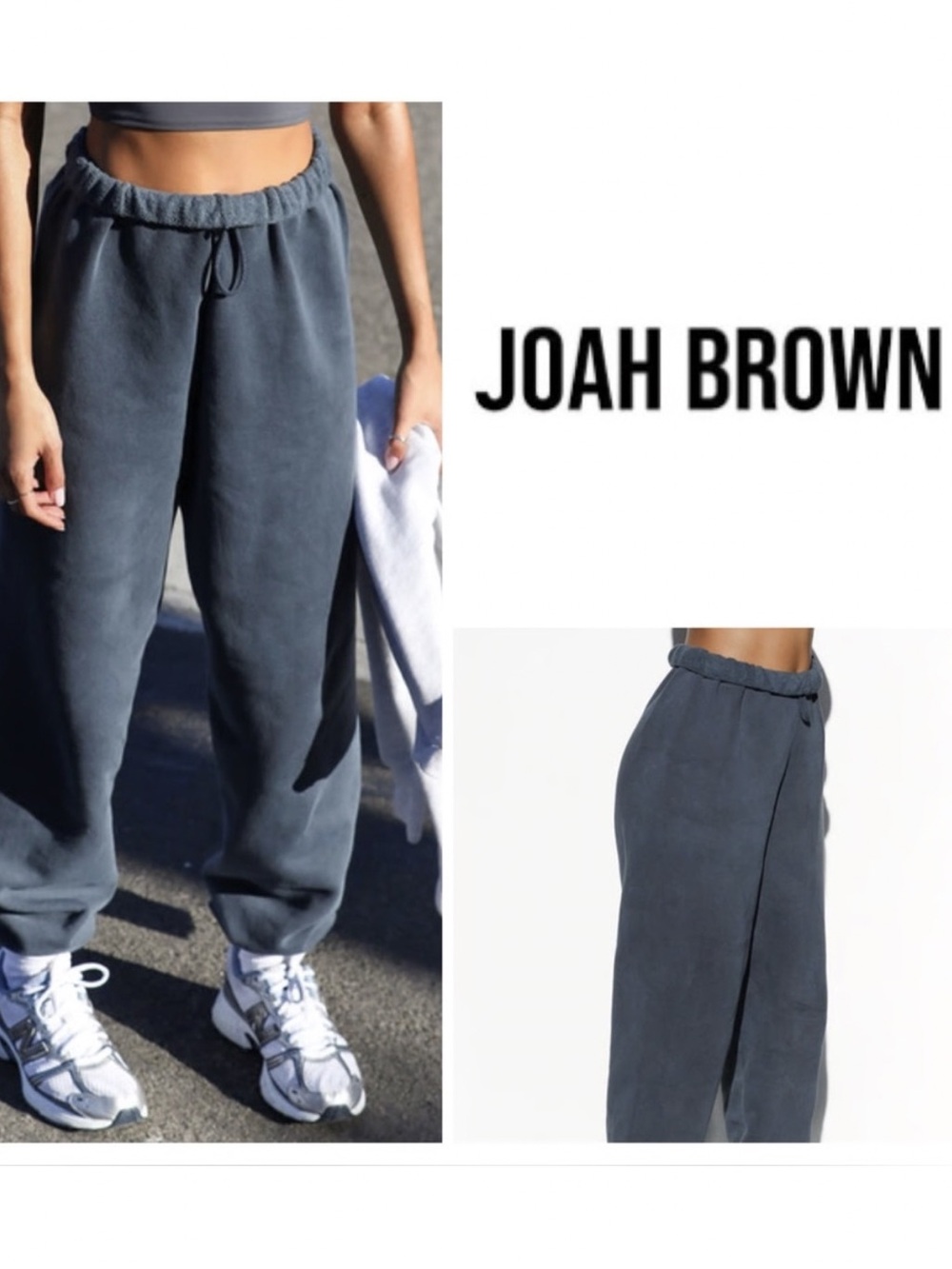 ♡ Joah Brown Oversized Joggers in Washed Navy French Terry
